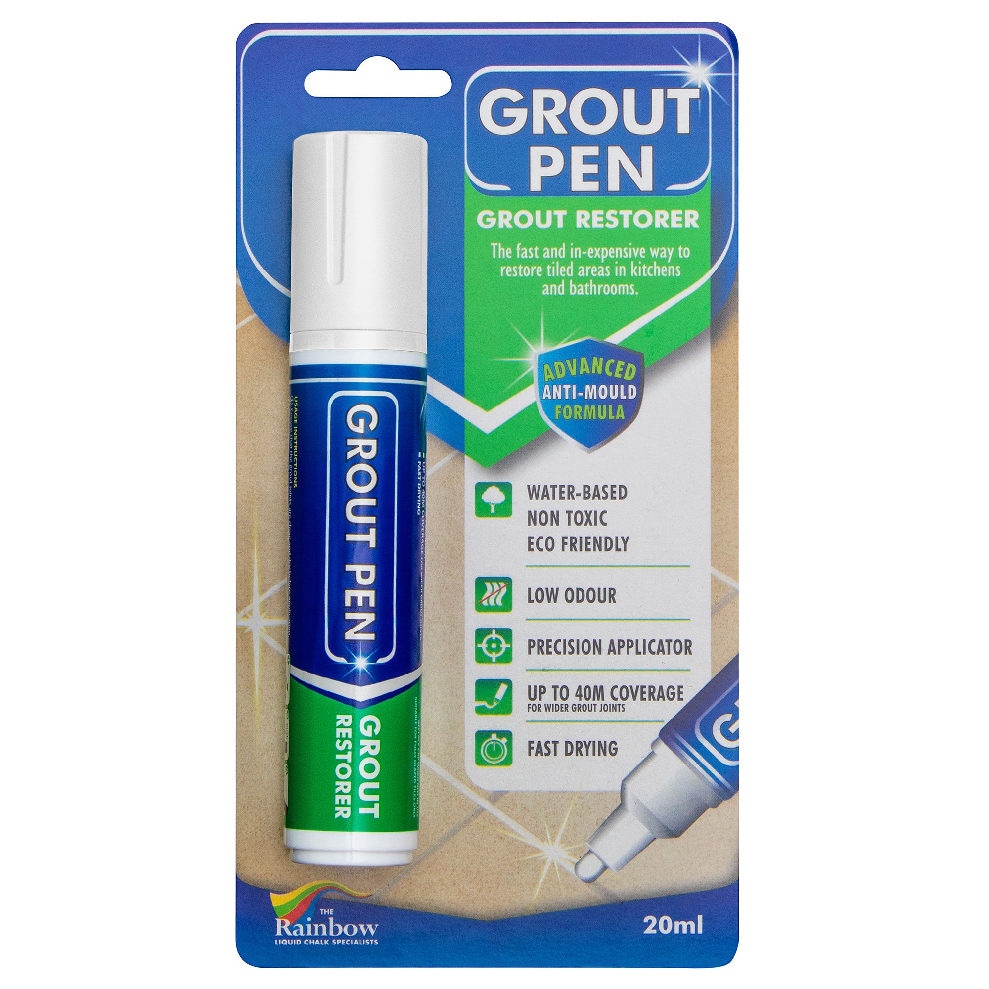Grout Pen Large White - Ideal to Restore The Look of Tile Grout Lines
